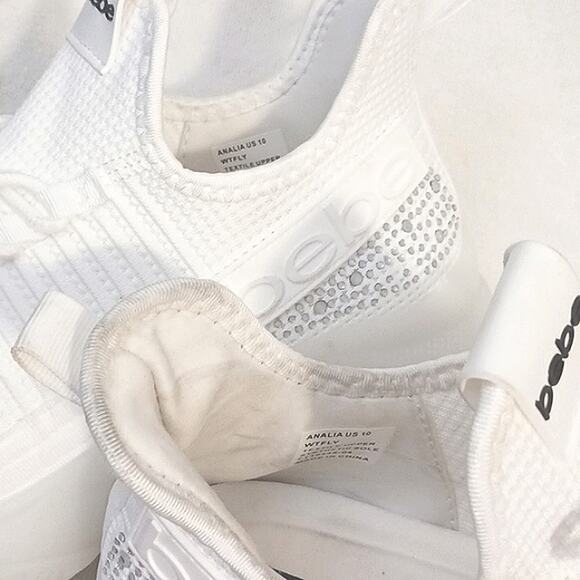 NEW! bebe Sneakers ANALIA 10 Crystals WHITE Rhinestones Embellished Luxe Fancy - Picture 12 of 16